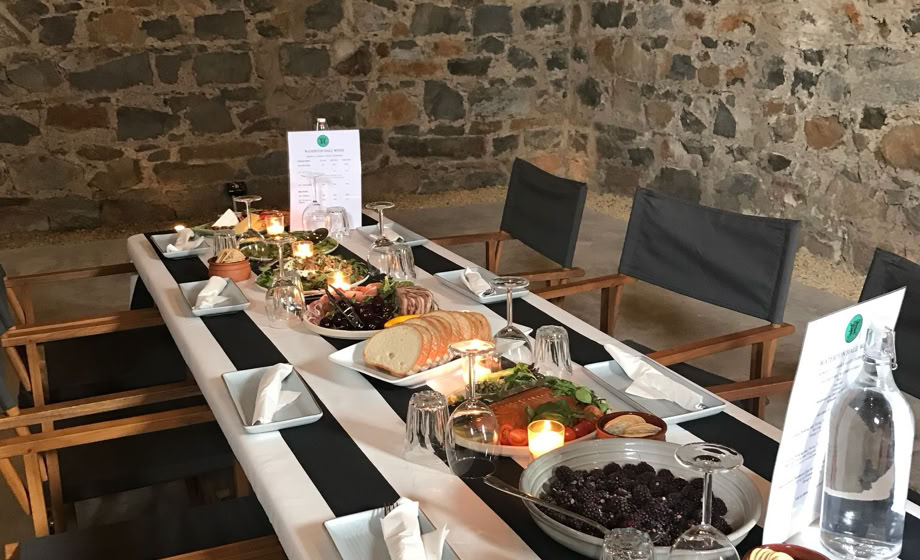 Waterton Hall estate - a long table with Tasmanian produce